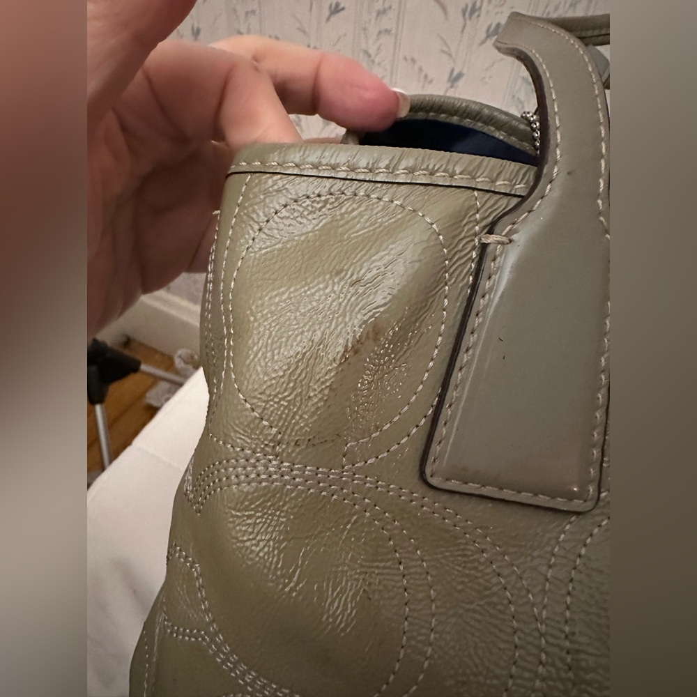 Coach Olive Green Patent Leather Tote - Picture 14 of 16